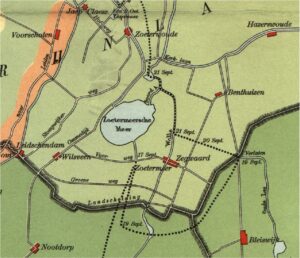 Kaart van Zoetermeer met daarop de data van de slag bij Zoetermeer tijdens de 80-jarige oorlog